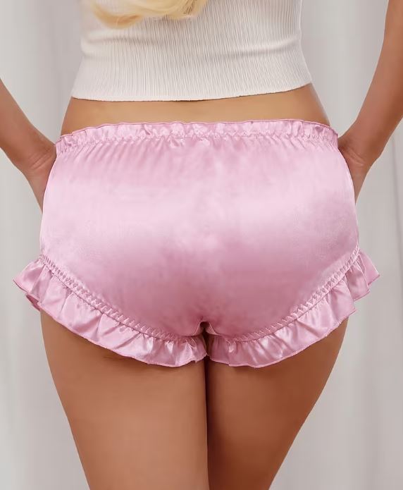🎀 Satin Ruffle Panties Women Soft Silky Lace Coquette Style 4XL 24-26