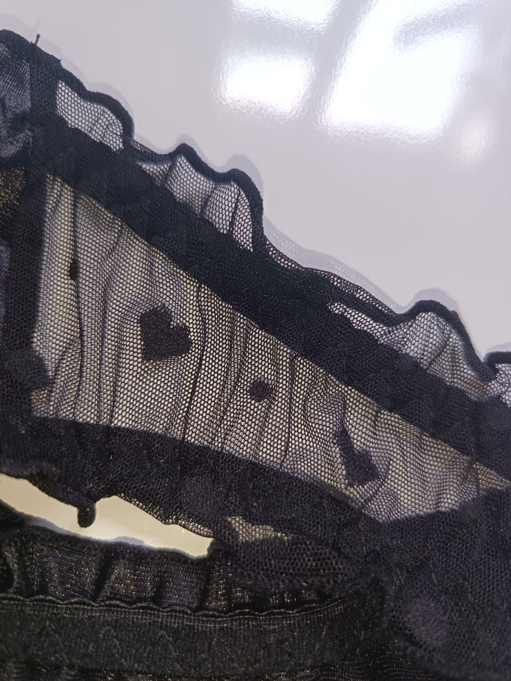 🌹 Black Satin Mesh Frilly Knickers Panties Lace Bow Silky size XL 16-18