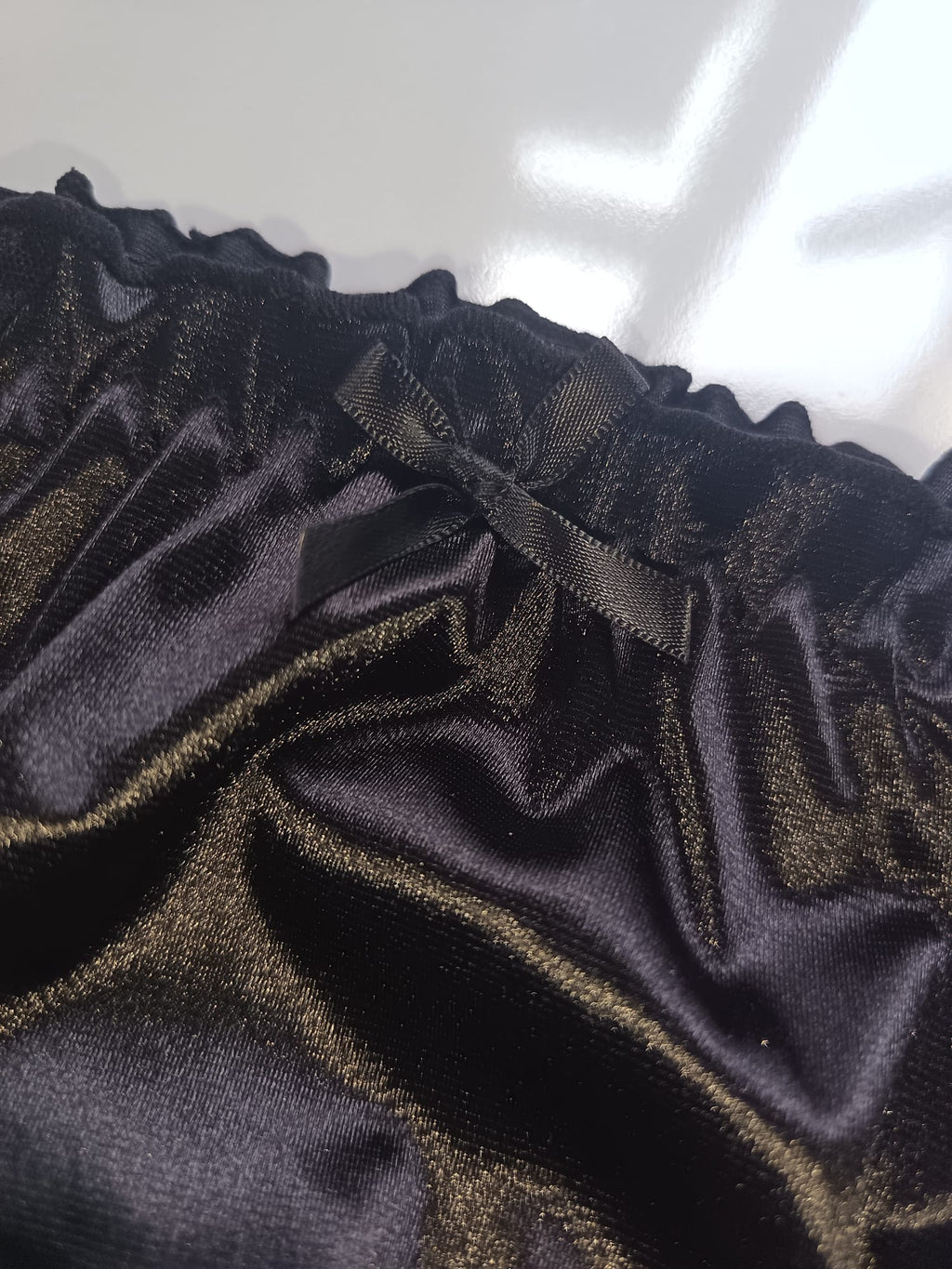 🌹 Black Satin Mesh Frilly Knickers Panties Lace Bow Silky size XL 16-18