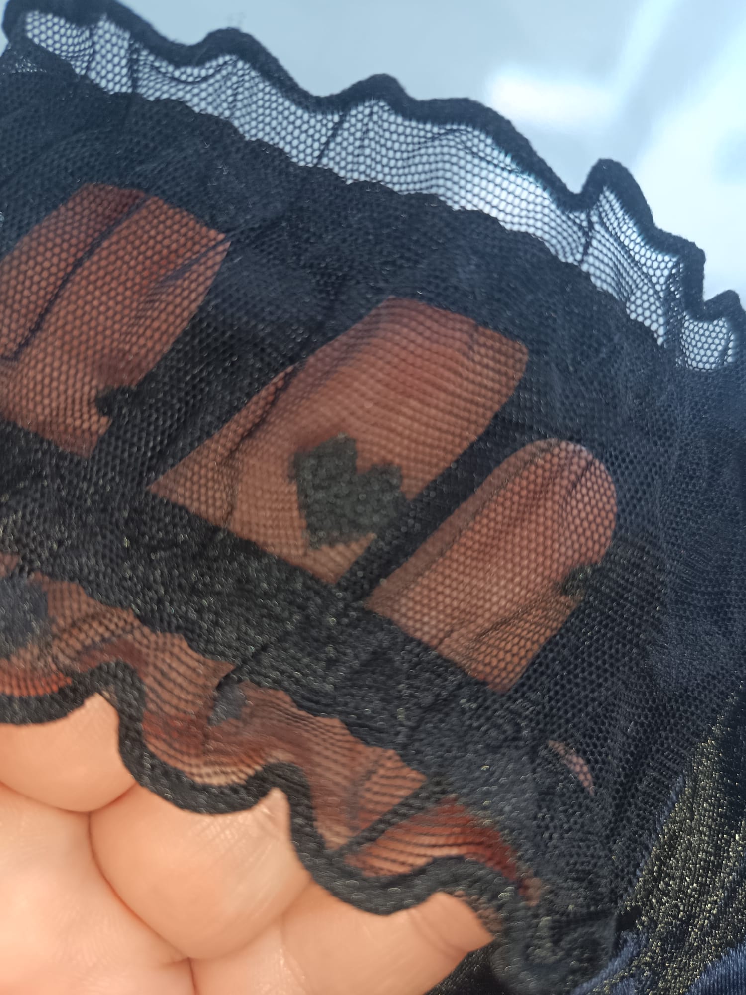 🌹 Black Satin Mesh Frilly Knickers Panties Lace Bow Silky size XL 16-18