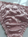 🌹 Pink Satin Mesh Frilly Knickers Panties Lace Bow Silky size XL 16-18