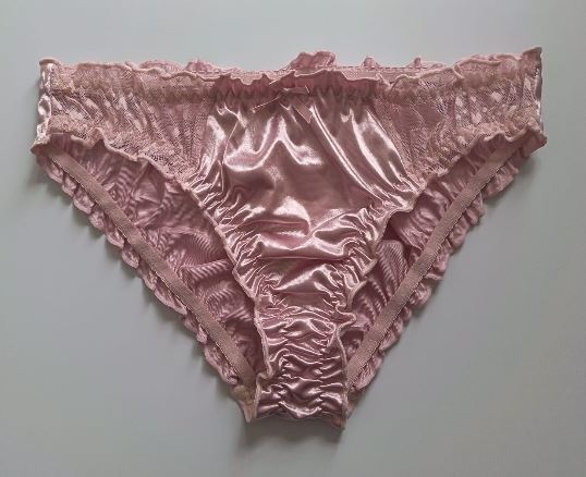 🌹 Pink Satin Mesh Frilly Knickers Panties Lace Bow Silky size XL 16-18