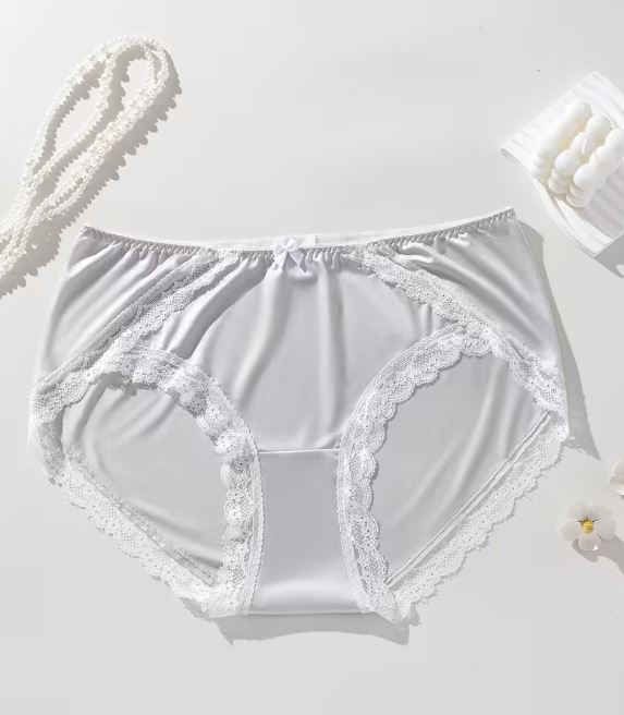 ✨ Silky Lace Trim Panties Women Soft Satin Briefs Comfort 3XL 22