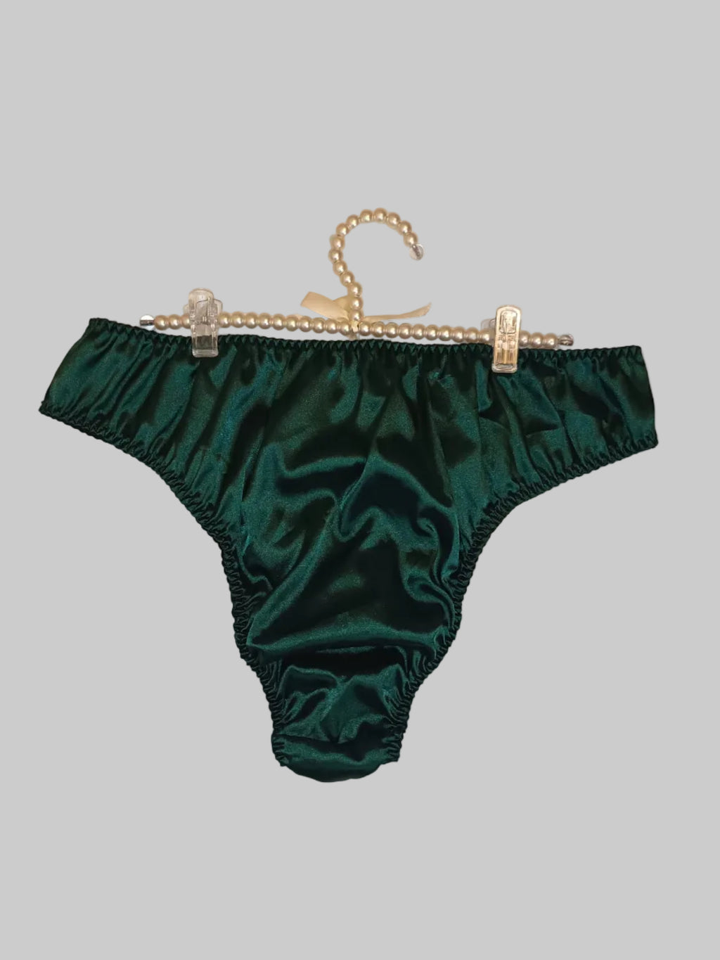 💚 Plus Size Emerald Green Satin Knickers | Women's Lace Briefs | Silky Soft Panties | Comfortable Full Coverage Lingerie 💚 size XL 16-18