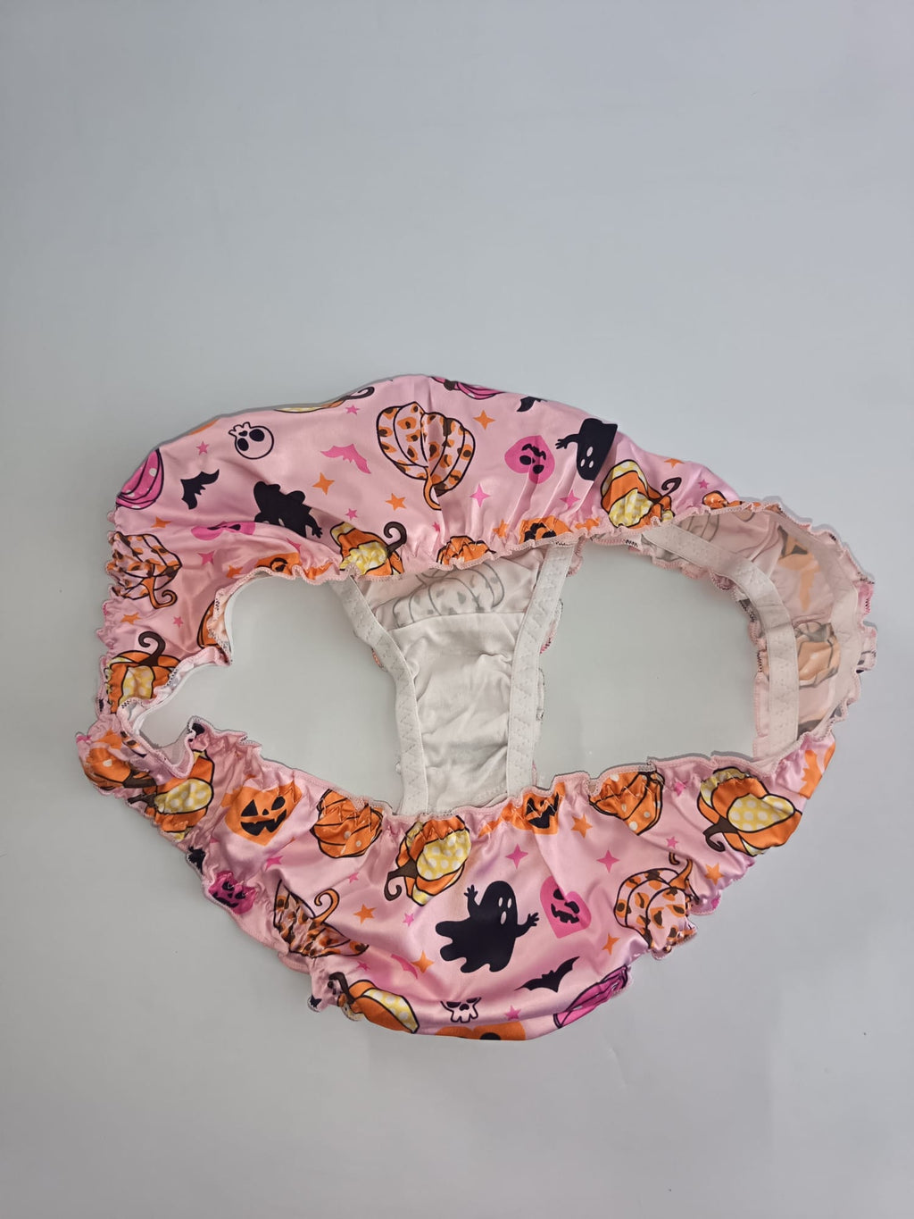 Pink Halloween Silky Satin Knickers Pumpkin Ghost Ruffle Panties size S 8