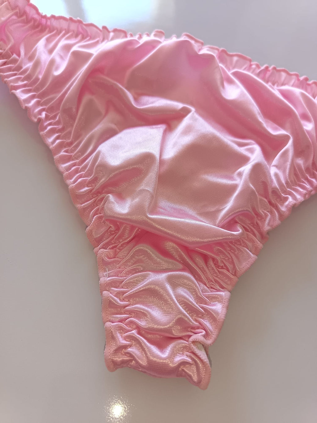 emojis 💖 Women's Pink Satin Ruffle Knickers | Silky Panties | Cute Bow Briefs | Kawaii Coquette Lingerie | Soft Stretch Underwear 💖 size S 8