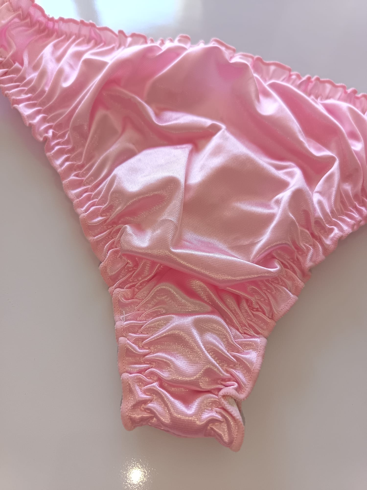 emojis 💖 Women's Pink Satin Ruffle Knickers | Silky Panties | Cute Bow Briefs | Kawaii Coquette Lingerie | Soft Stretch Underwear 💖 size S 8