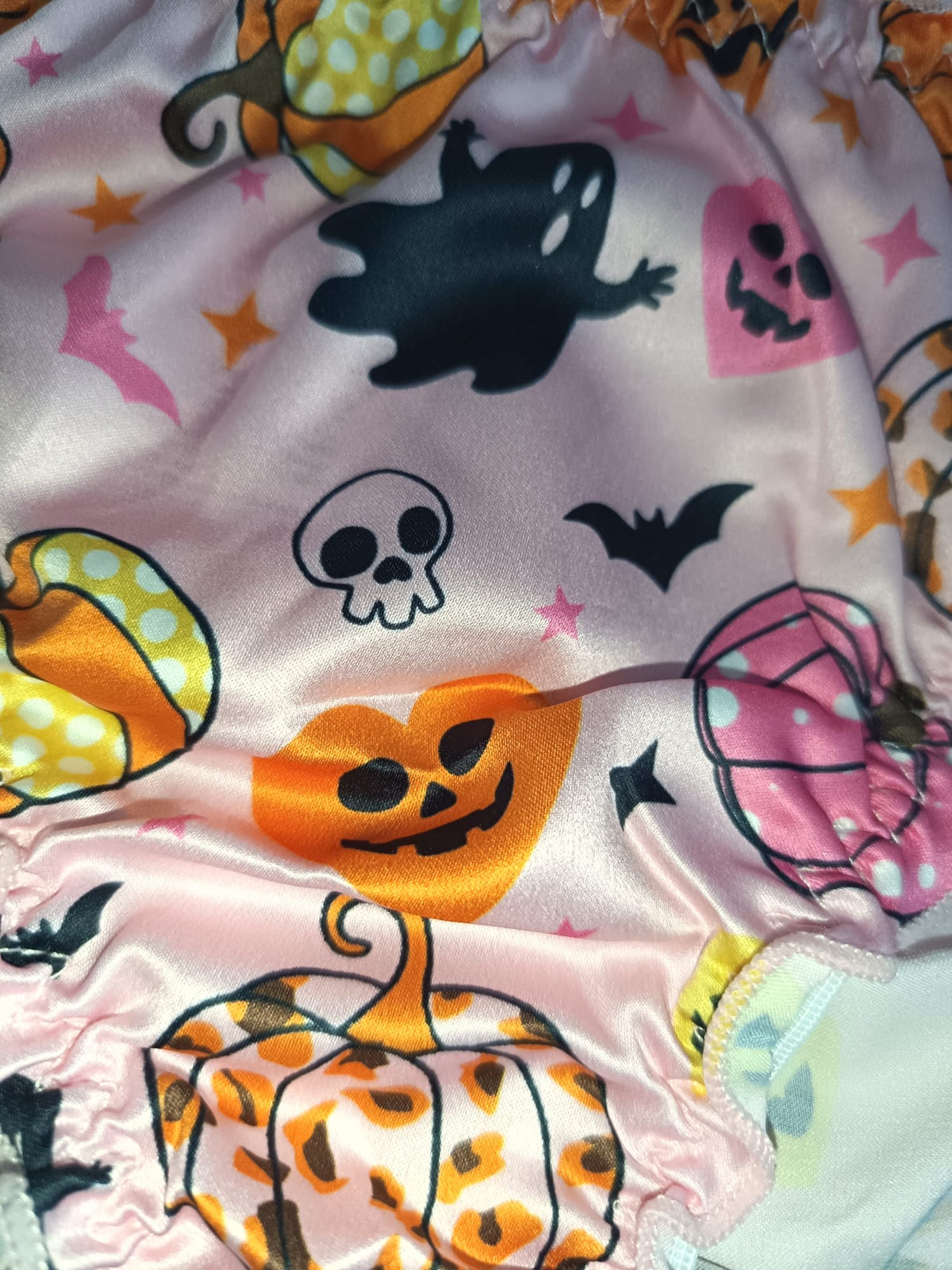 Pink Halloween Silky Satin Knickers Pumpkin Ghost Ruffle Panties size S 8