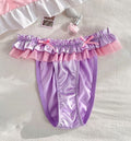Lilac Satin Lace Frilly ruffles mesh Knickers silky Panties size L UK 12-14 💕