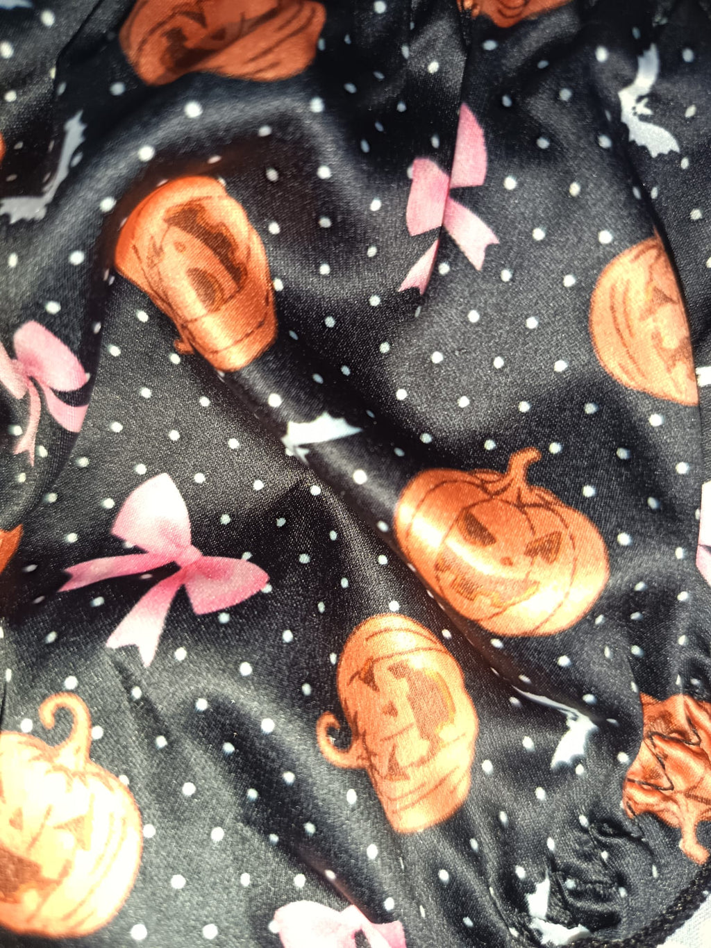 Halloween Silky Satin Knickers Pumpkin Bat Pink Bow Ruffle Panties size M 10