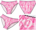 Pink Silky Satin Knickers Womens Glossy Panties Cute Print size S 8