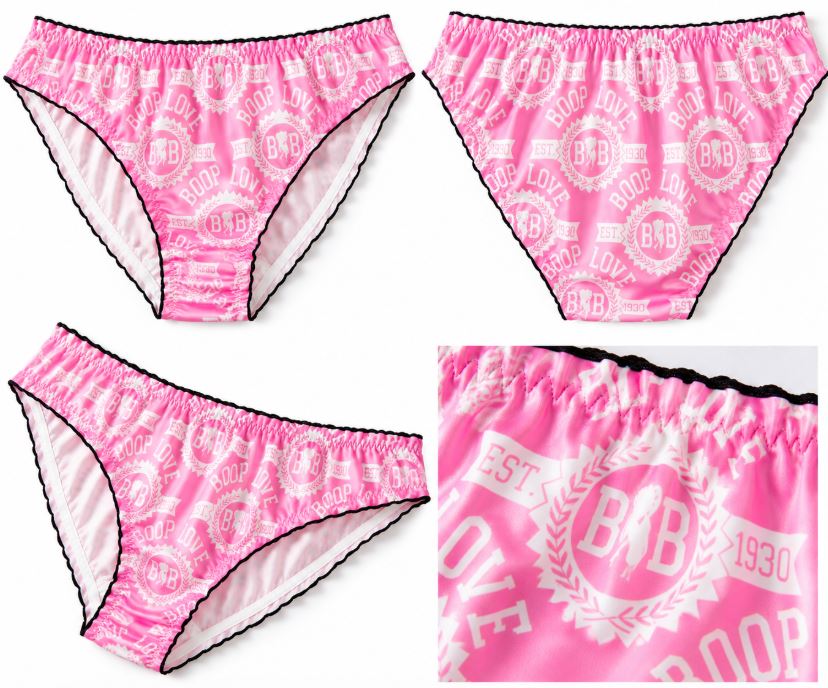 Pink Silky Satin Knickers Womens Glossy Panties Cute Print size XL 16-18