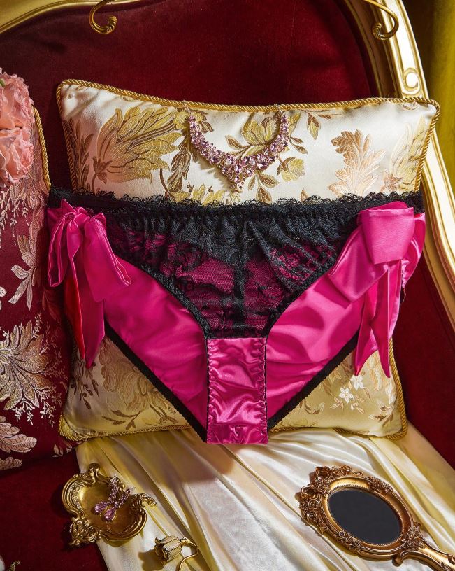 💖 Pink Satin Lace Bow Knickers Sexy Frilly Womens Briefs 3XL 22-24