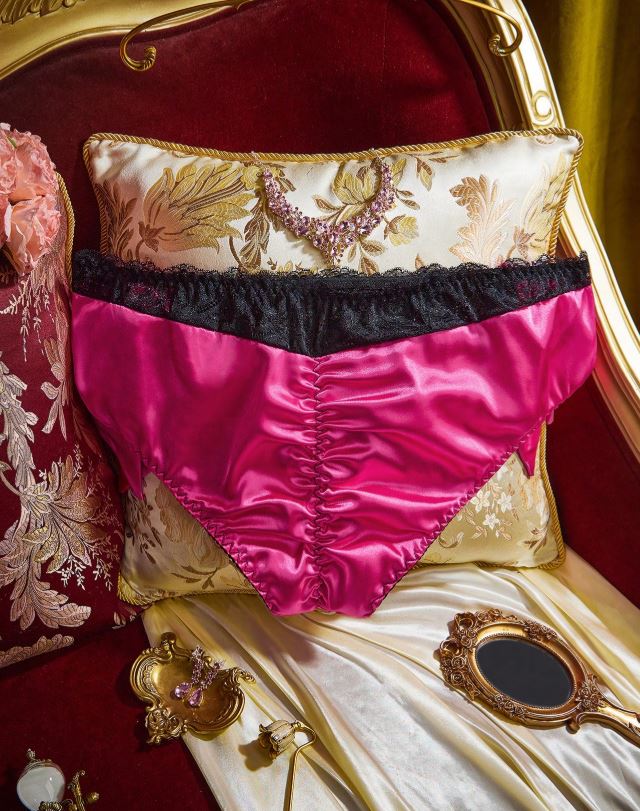 💖 Pink Satin Lace Bow Knickers Sexy Frilly Womens Briefs XL 16-18 ✨