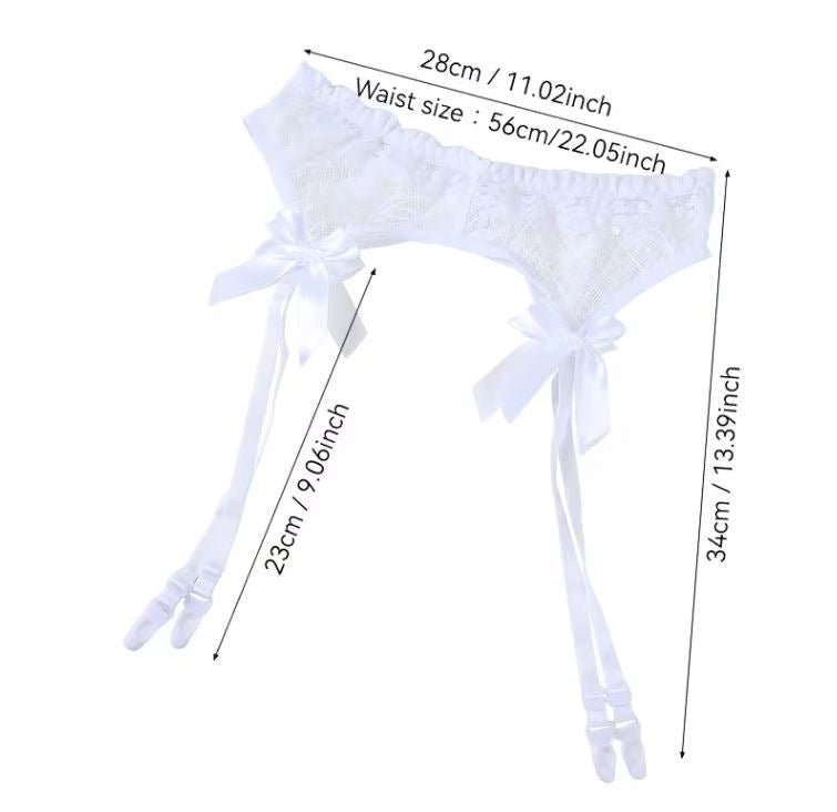 4x Lace Suspender Belt Bow Garter Stocking Straps Black White Red Pink