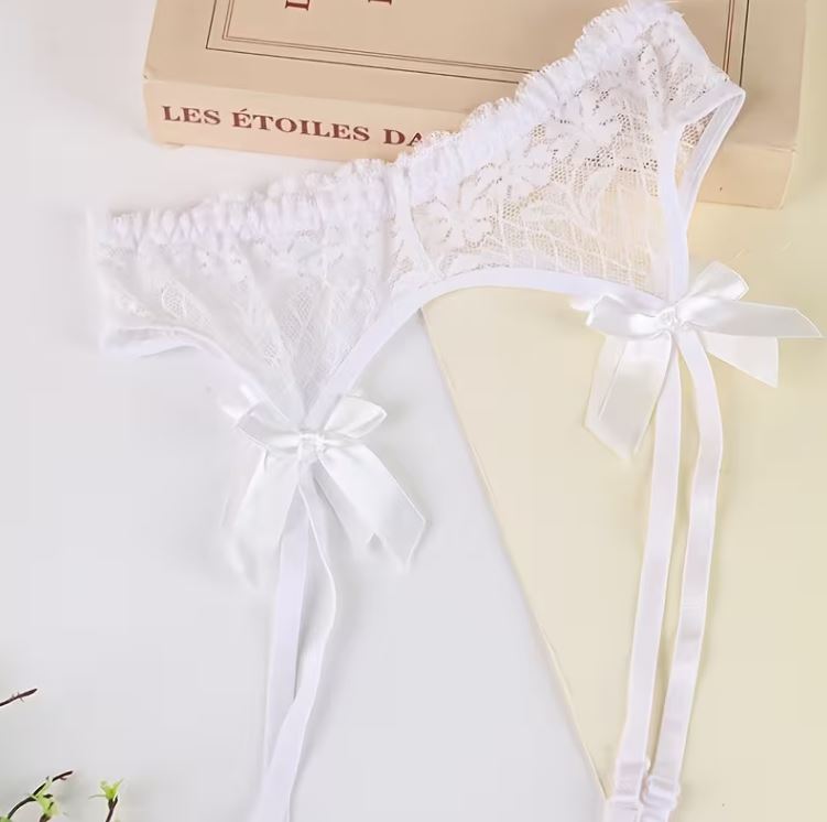 4x Lace Suspender Belt Bow Garter Stocking Straps Black White Red Pink