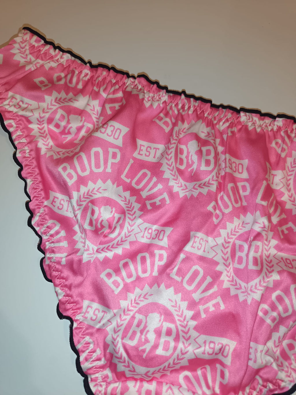 Pink Silky Satin Knickers Womens Glossy Panties Cute Print size XL 16-18