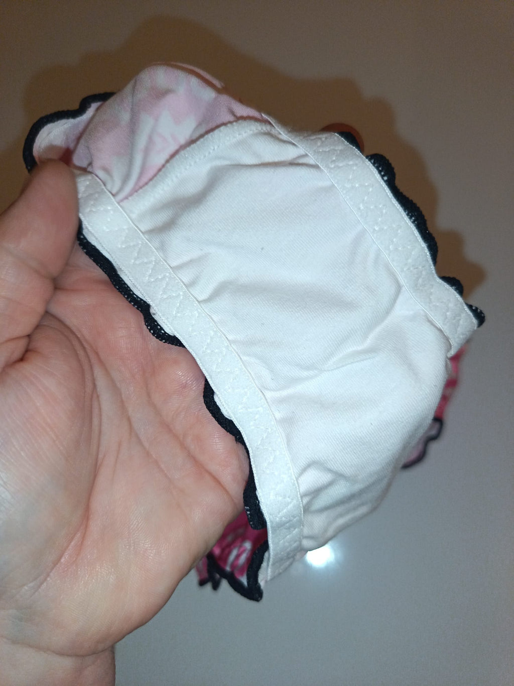 Pink Silky Satin Knickers Womens Glossy Panties Cute Print size S 8