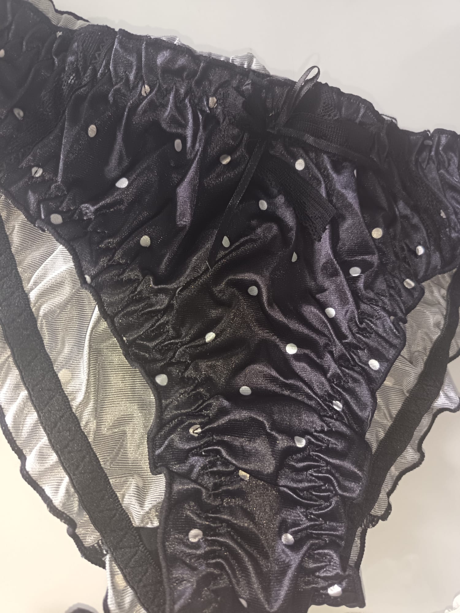 2 Pack Women’s Satin Polka Dot Knickers Black White silky panties size 8 S
