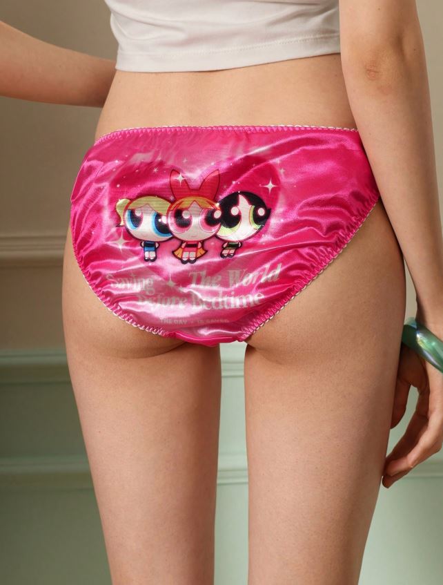 Women's pink silky feel panties satin knickers sissy tanga anime kawaii size M 10