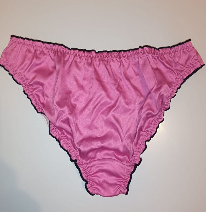 Lilac Silky Satin Knickers Womens Briefs Glossy Frilly Panties size XL 16-18