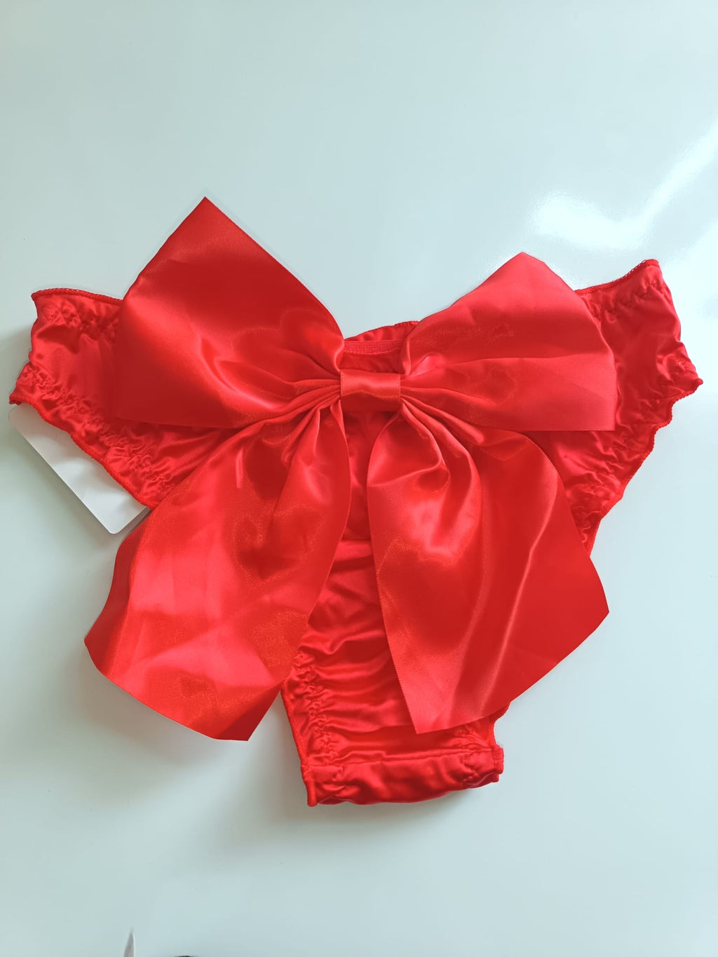 2 Pack Satin Knickers Ladies Size S UK 8 Red Black Big Bow silky panties