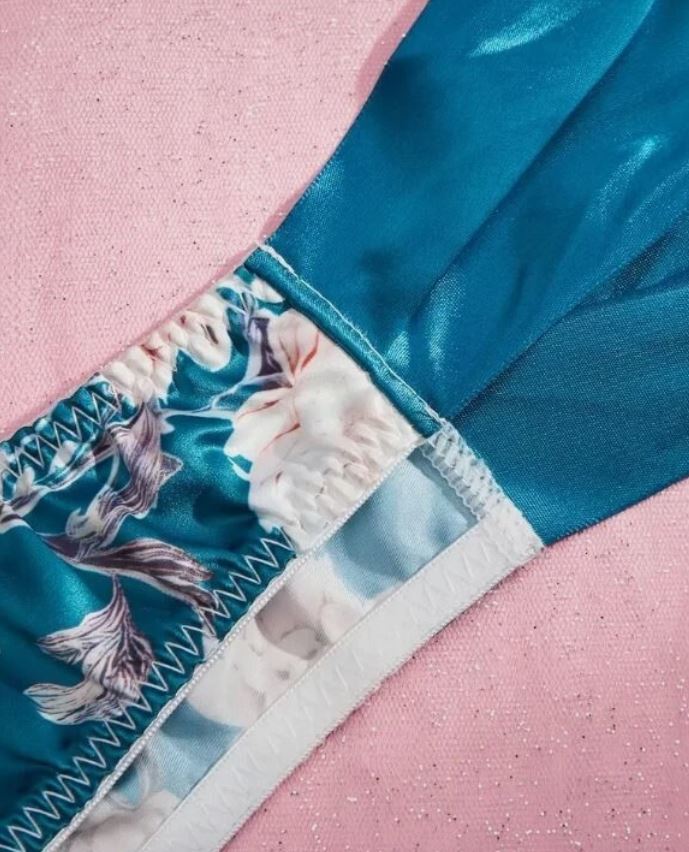 🎀 Satin Floral Sissy Knickers Side Bow Panties Briefs Teal size 8 S