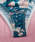 🎀 Satin Floral Sissy Knickers Side Bow Panties Briefs Teal size 20 XXL