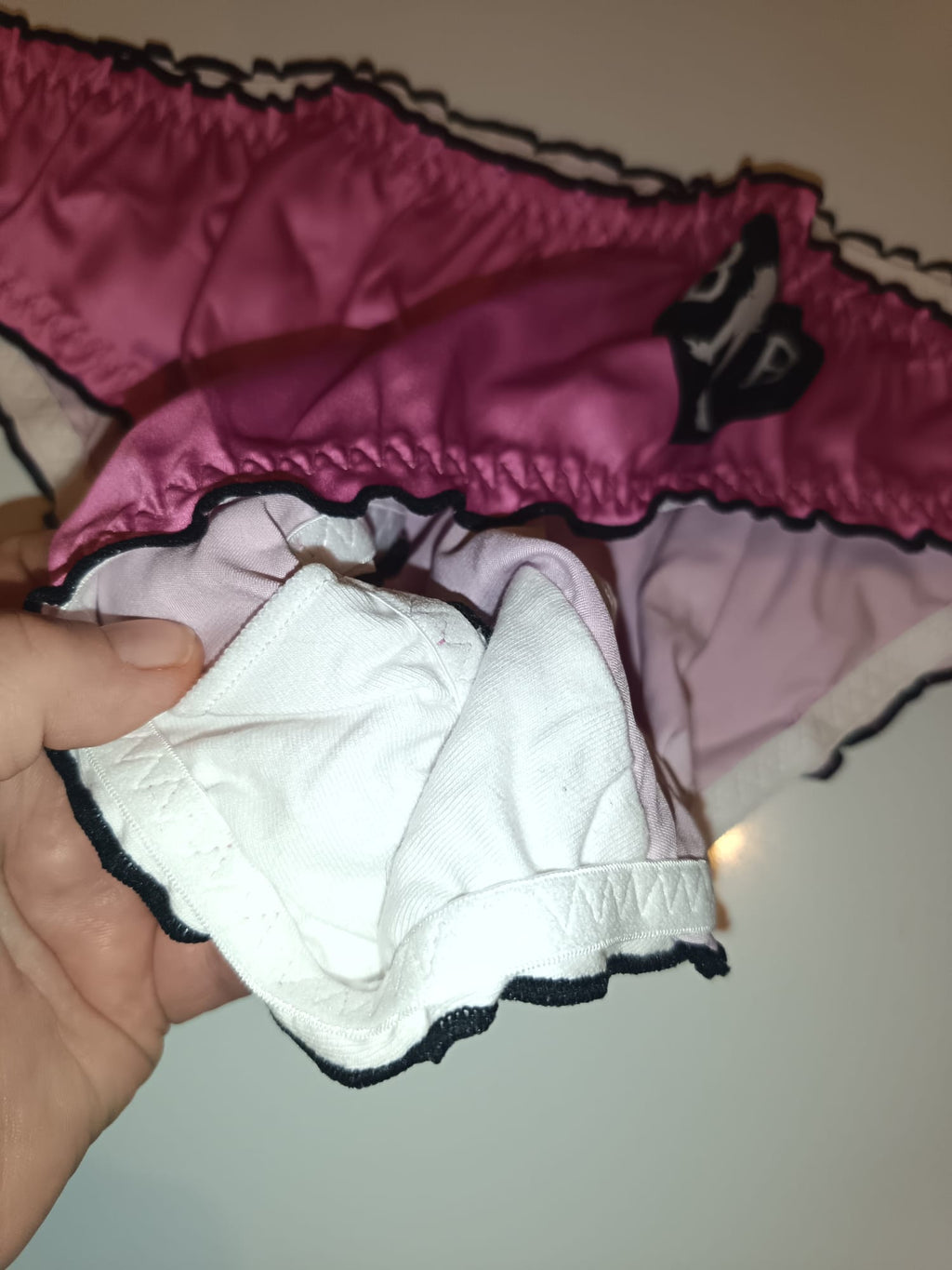 Lilac Silky Satin Knickers Womens Briefs Glossy Frilly Panties size M 10