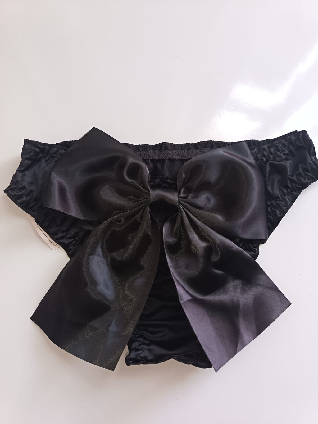 2 Pack Satin Knickers Ladies Size S UK 8 Red Black Big Bow silky panties