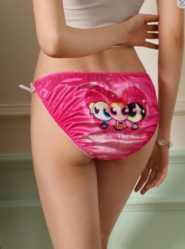 Women's pink silky feel panties satin knickers sissy tanga anime kawaii size S 8