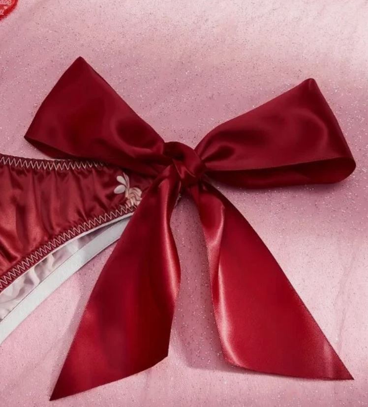 🎀 Satin Floral Sissy Knickers Side Bow Panties Briefs red size 20 XXL