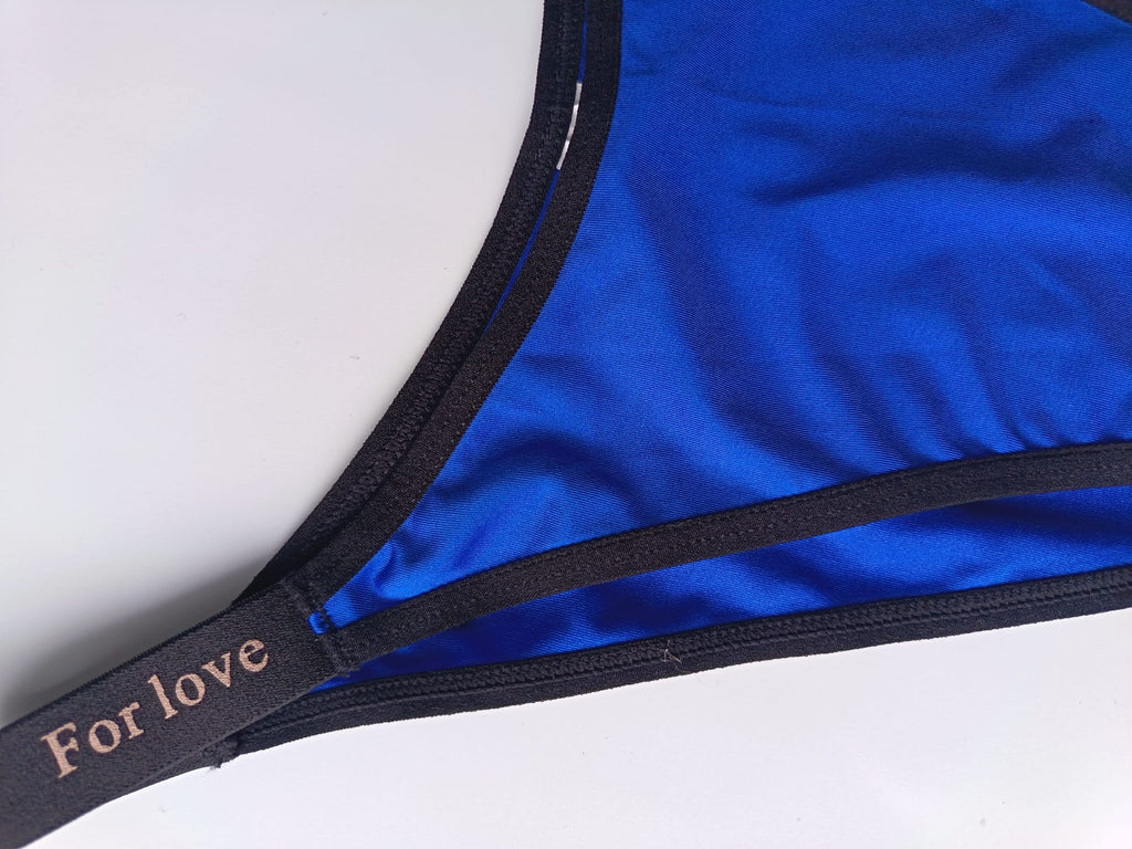2 Pack Silky Satin Knickers Blue White High Leg tanga panties For Love size L 12-14