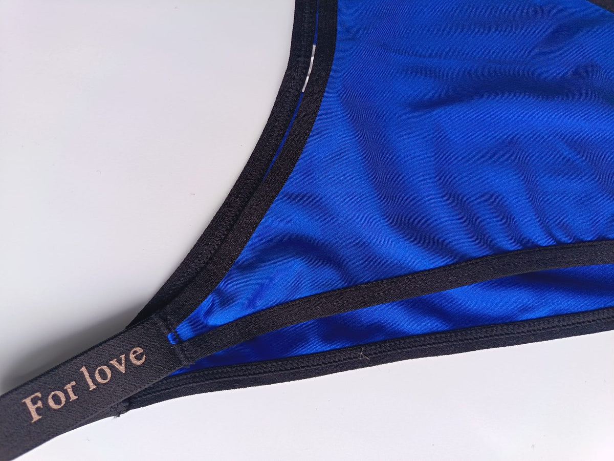 2 Pack Silky Satin Knickers Blue White High Leg tanga panties For Love size L 12-14