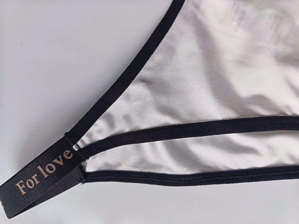 2 Pack Silky Satin Knickers Blue White High Leg tanga panties For Love size L 12-14