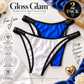 2 Pack Silky Satin Knickers Blue White High Leg tanga panties For Love size L 12-14