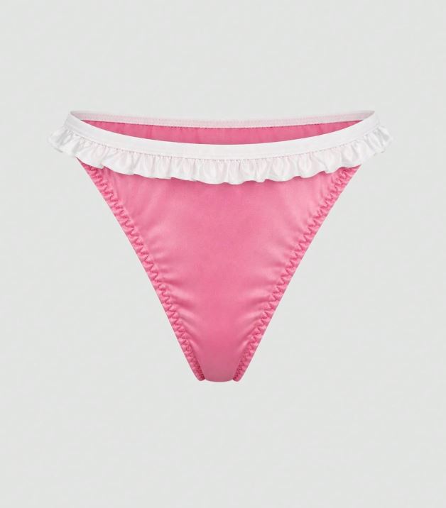 🌸🎀 Hello Kitties Pink Satin Frilly Bikini panties Silky knickers size XL 16-18 🎀🌸