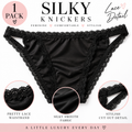 Black Silky Satin Knickers Lace Trim Cut Out Brief Panties size 10 M tanga