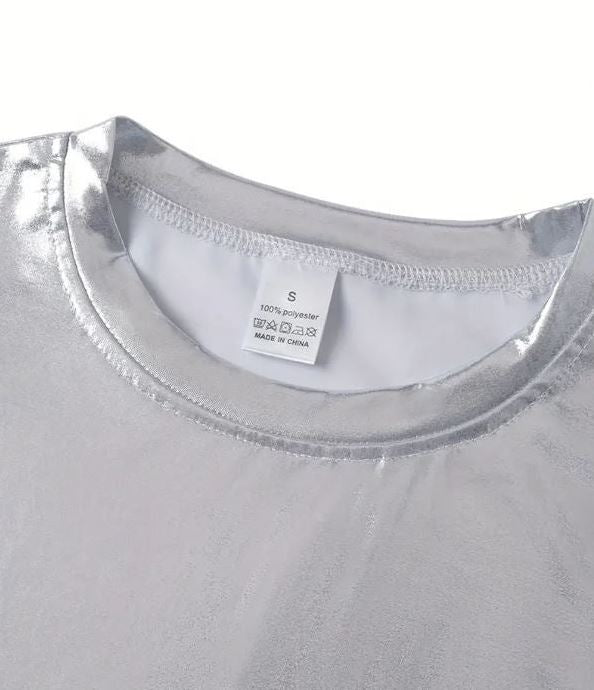 Silver Shiny Satin Nightdress Queen Heart Ladies Nightie Sleepwear size XL 16-18