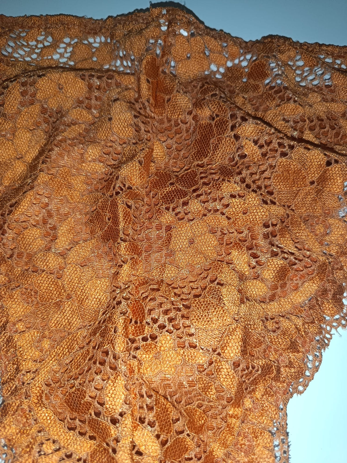 Bronze Copper Satin Knickers Silky Floral Lace Bikini Briefs size L 12-14
