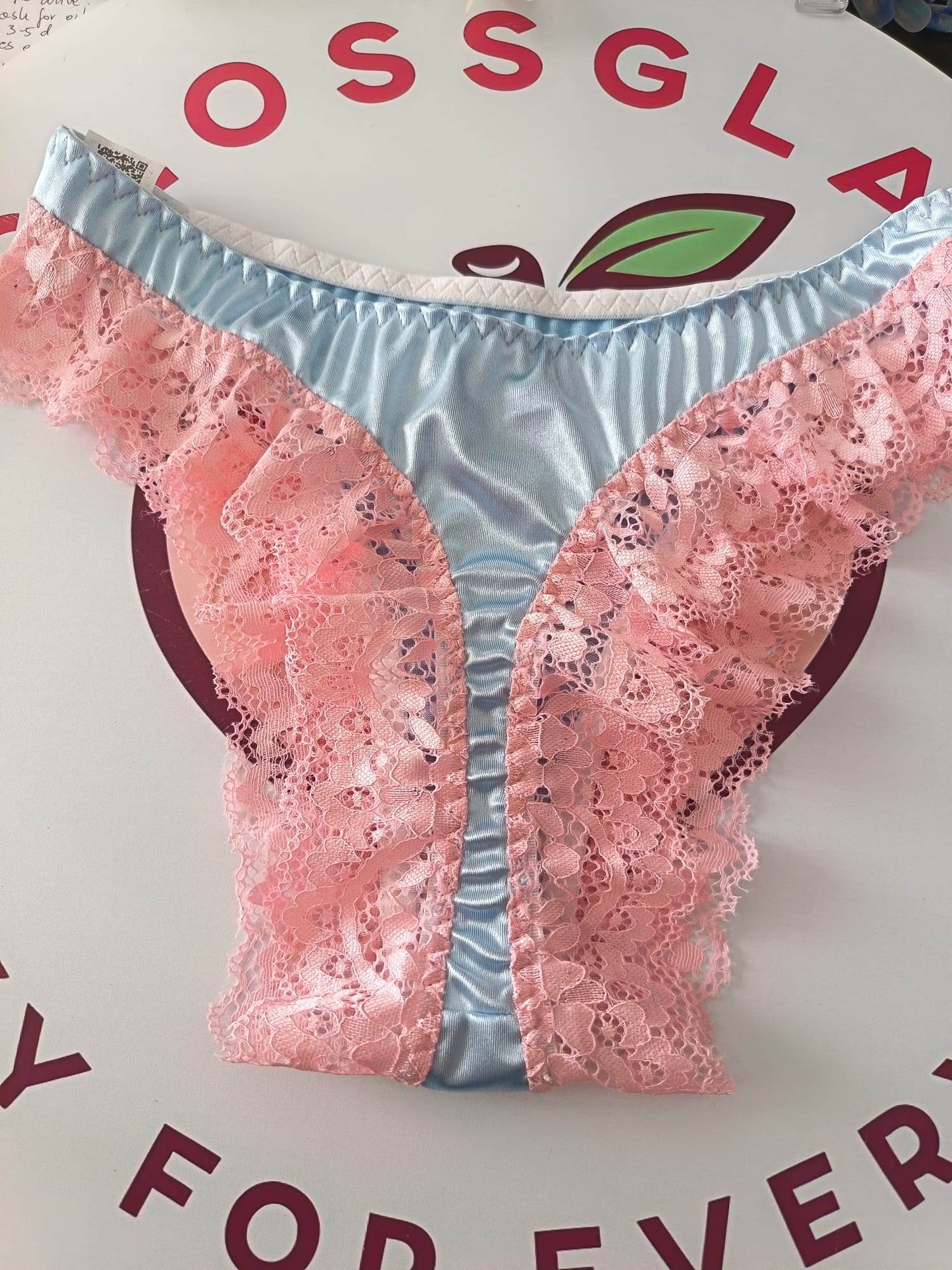 Womens Satin Lace Knickers Frilly Sissy Panties silky thongs blue XL 16-18