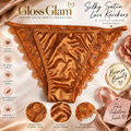 Bronze Copper Satin Knickers Silky Floral Lace Bikini Briefs size M 10