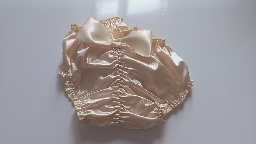 ✨ Women’s Champagne Satin Ruched Thong Briefs ✨ Size 3XL UK 22–24
