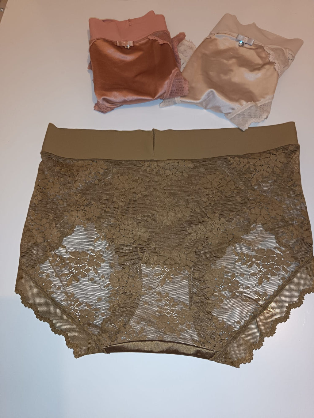3 Pack Luxury Silky Satin Lace Knickers Womens Briefs Size M UK 10