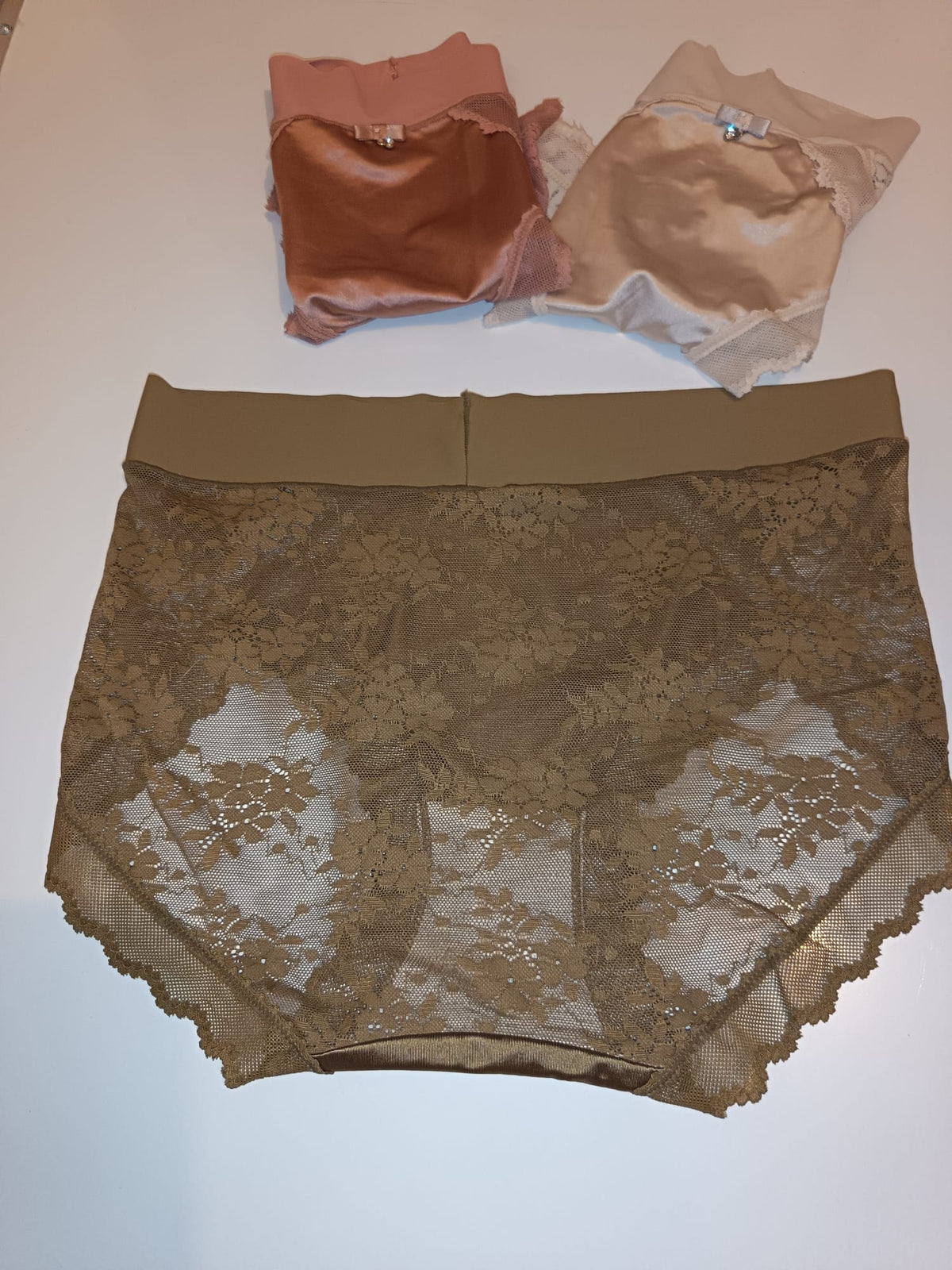 3 Pack Luxury Silky Satin Lace Knickers Womens Briefs Size M UK 10