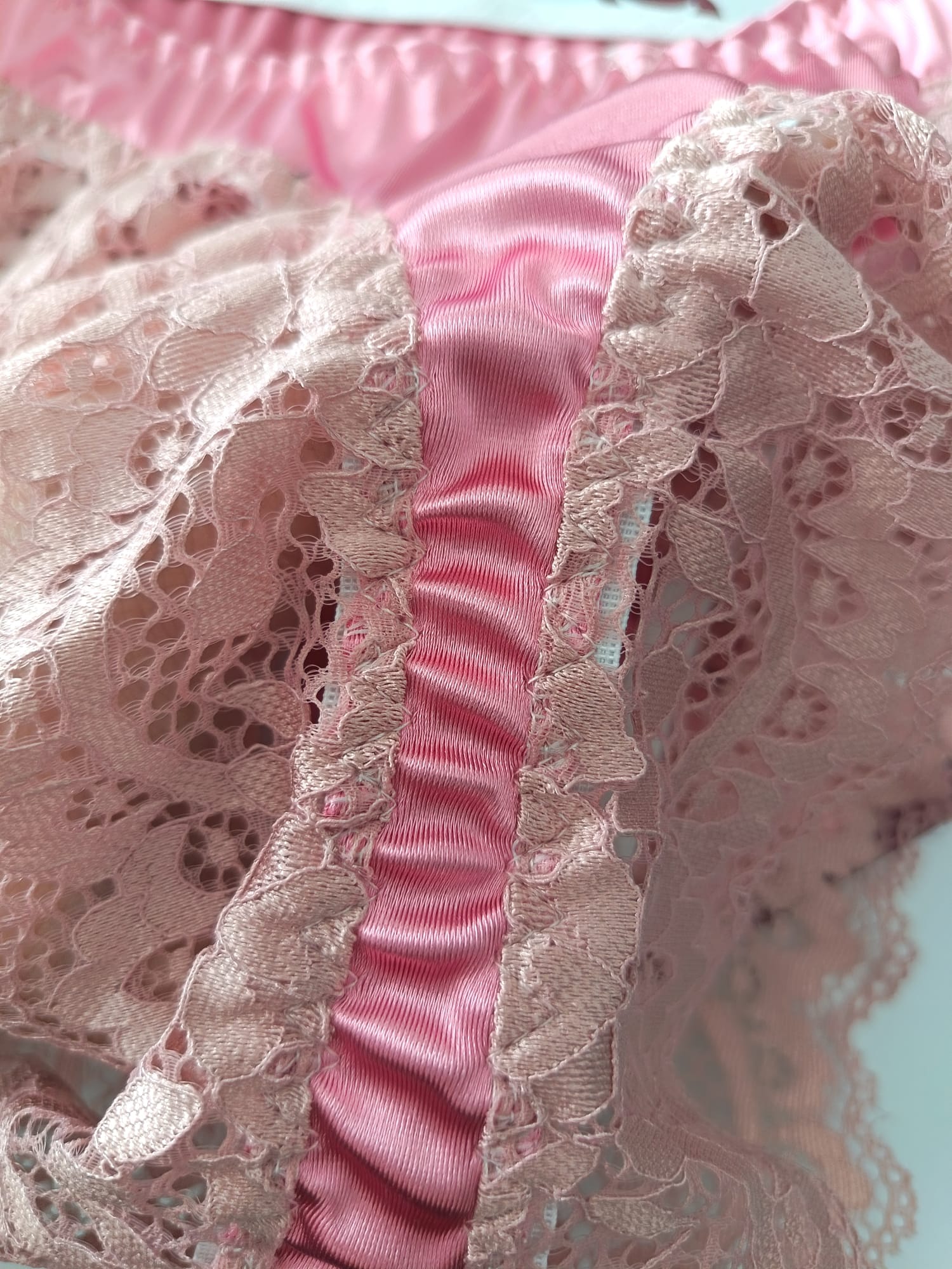 Womens Satin Lace Knickers Frilly Sissy Panties silky thongs pink S 8