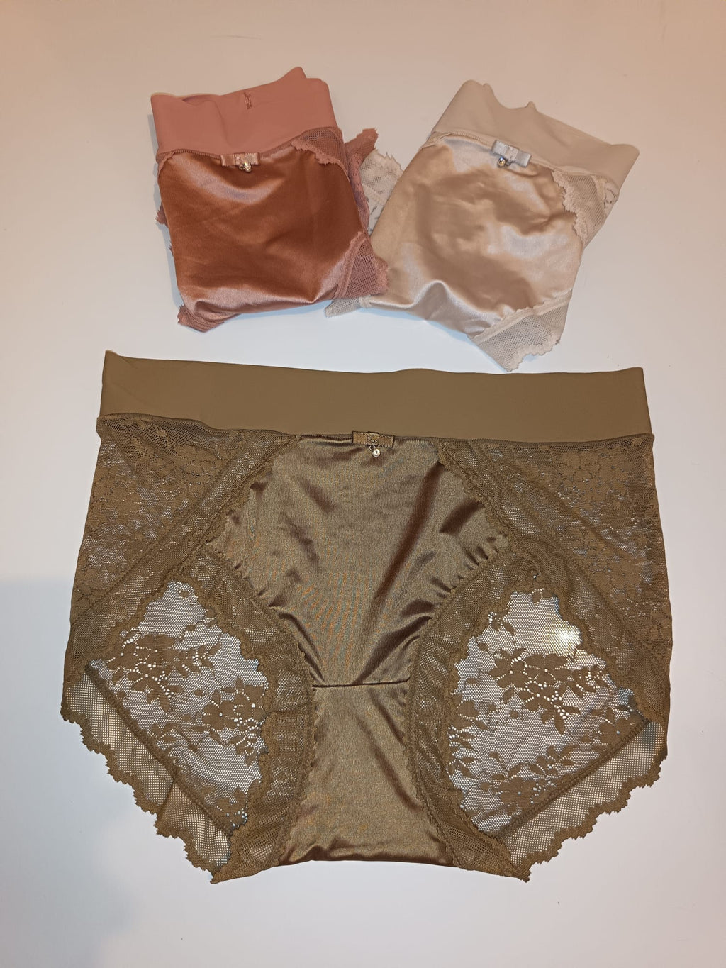 3 Pack Luxury Silky Satin Lace Knickers Womens Briefs Size M UK 10