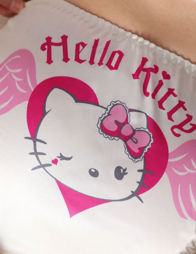 Angel Heart satin Panties Women’s Kawaii Bow Side silky knickers White Pink size S 8