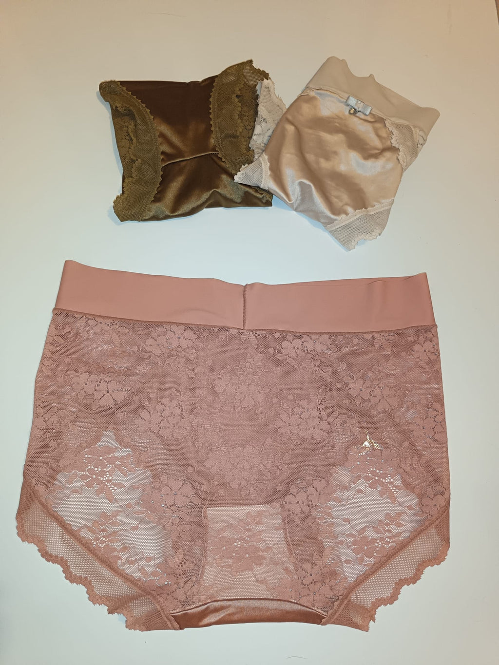 3 Pack Luxury Silky Satin Lace Knickers Womens Briefs Size M UK 10