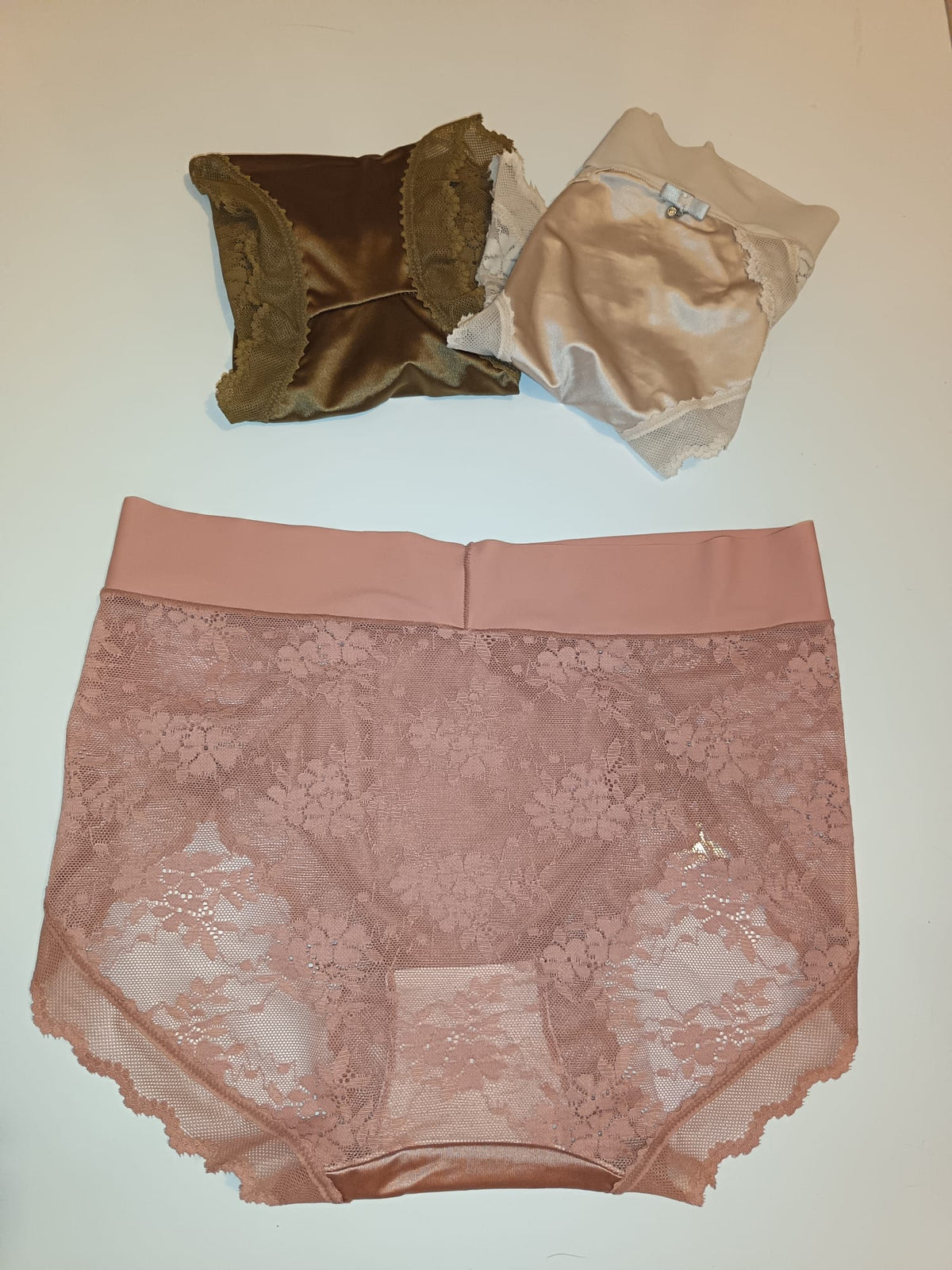 3 Pack Luxury Silky Satin Lace Knickers Womens Briefs Size M UK 10